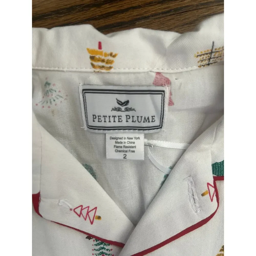 Petite Plume Kids Toddler Merry Trees 2 Piece Christmas Holiday Pajama Set - 2